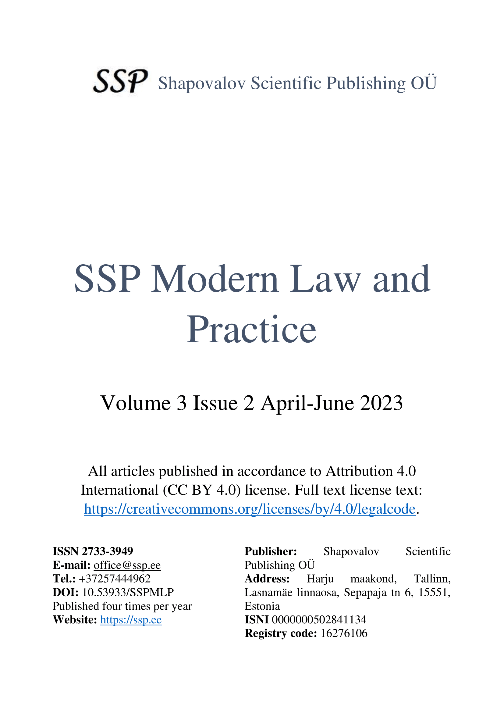 					View Vol. 3 No. 2 (2023): SSPMLP Volume 3 No. 2 (2023)
				