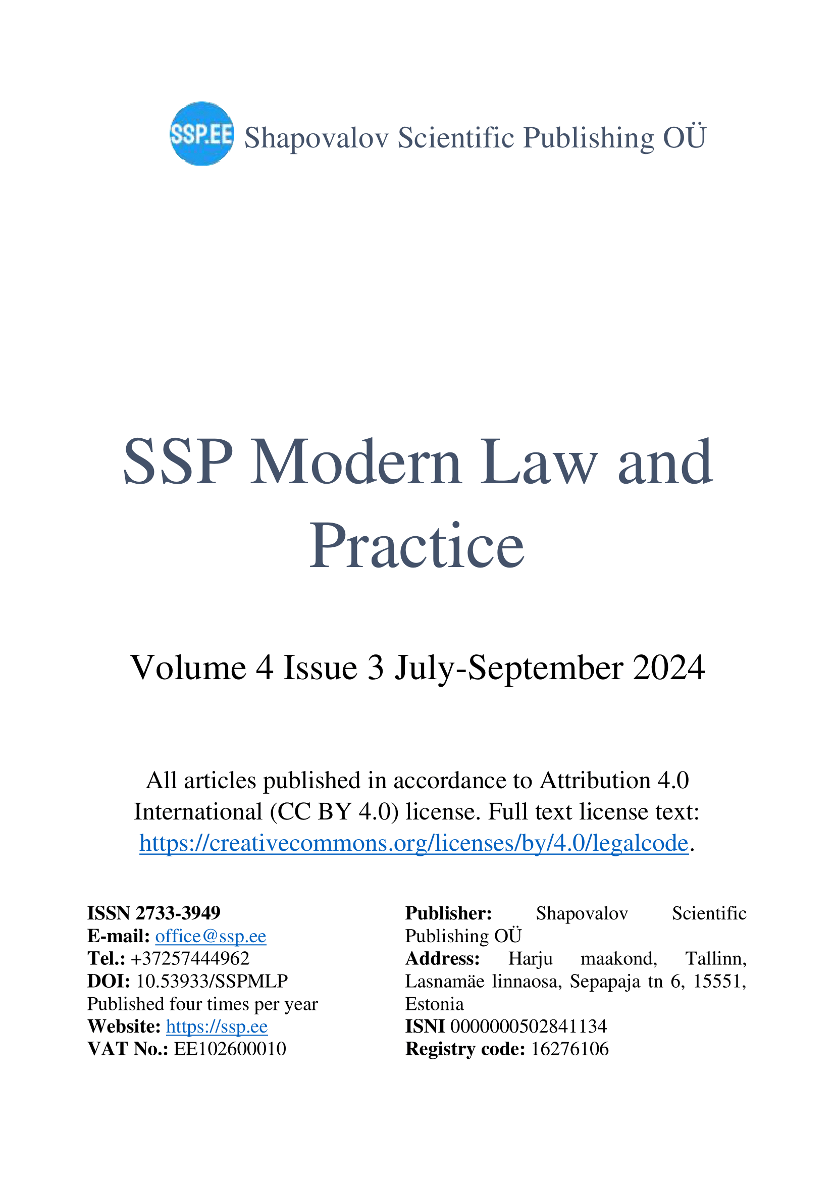 					View Vol. 4 No. 3 (2024): SSPMLP Volume 4 No. 3 (2024)
				