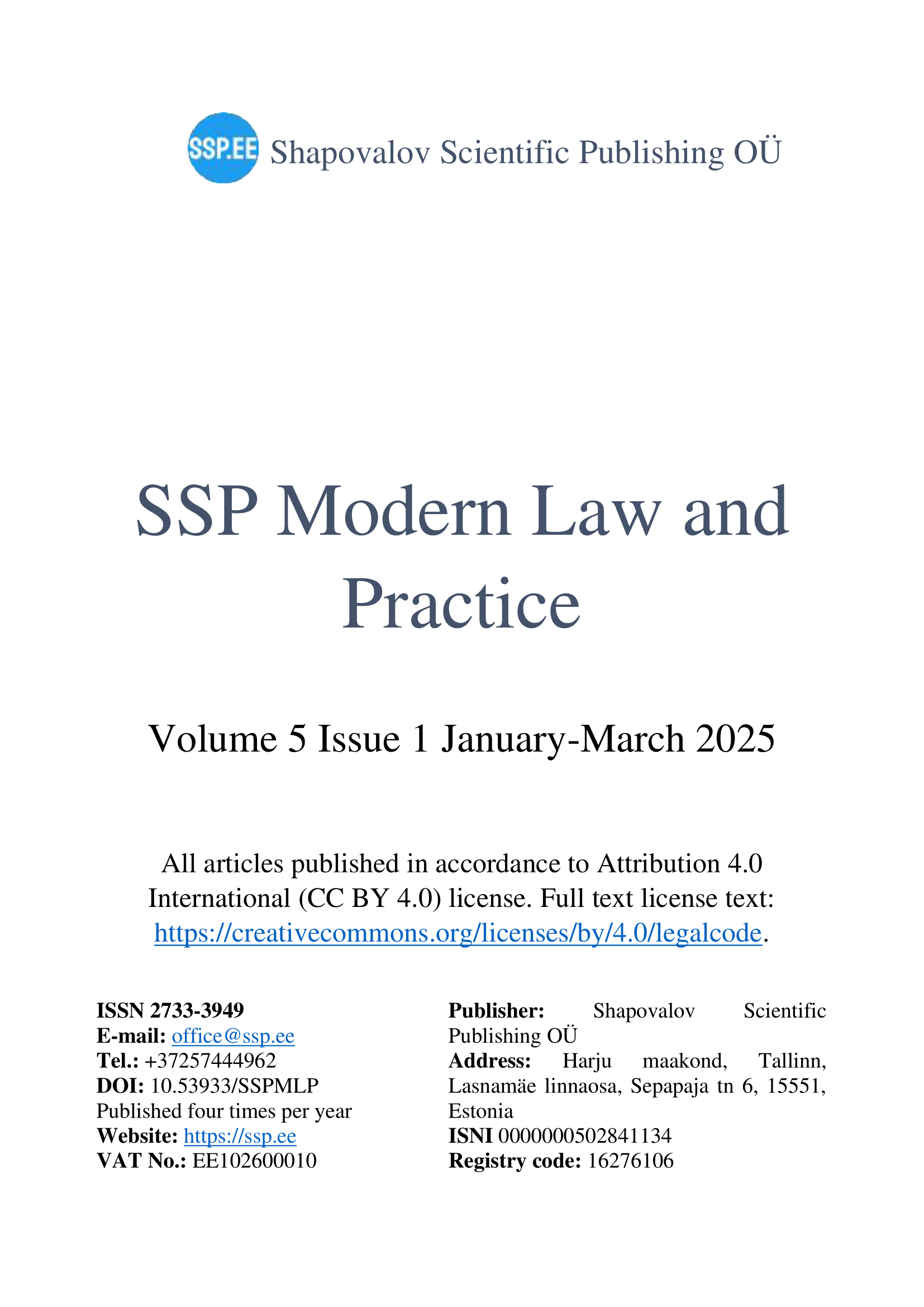 					View Vol. 5 No. 1 (2025): SSPMLP Volume 5 No. 1 (2025)
				